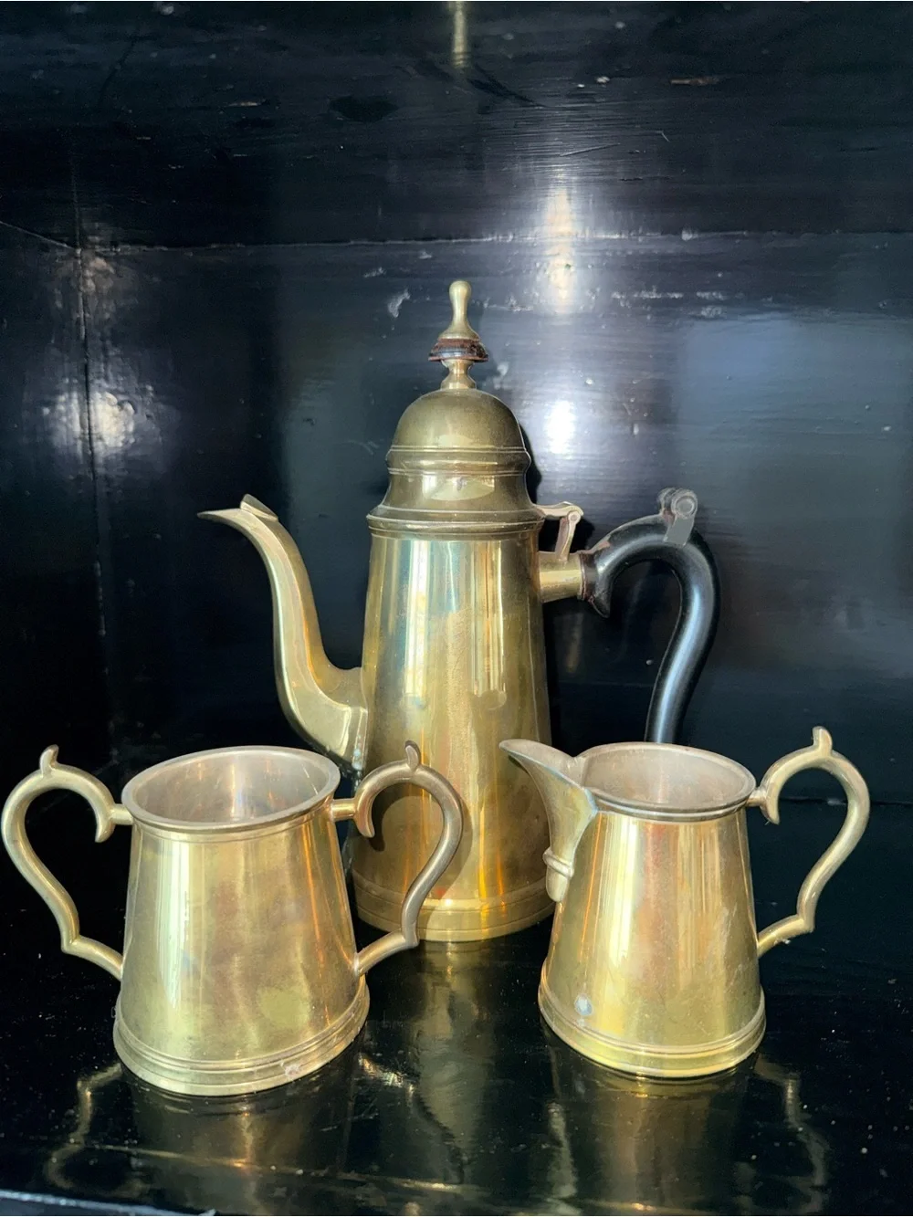 Vintage Brass Coffee Pot and Creamer Set